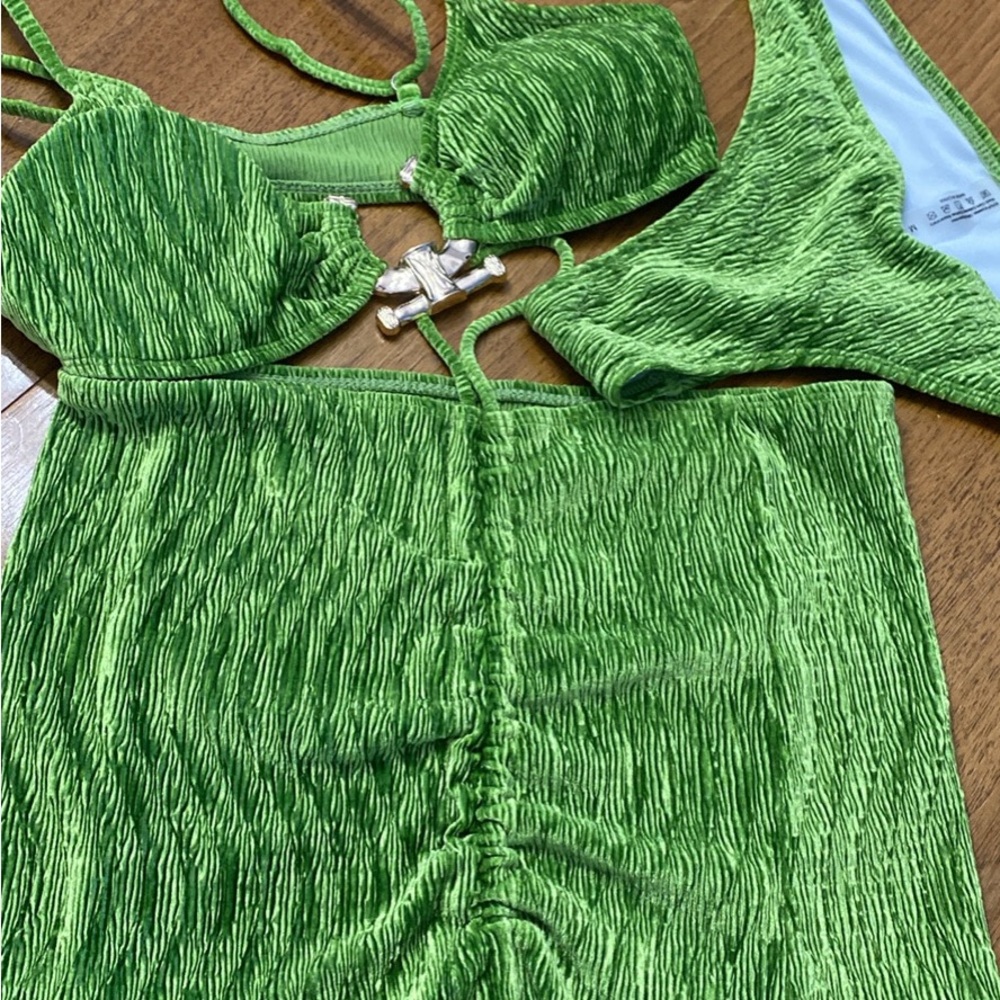 Vibrant Green Textured Bikini Set